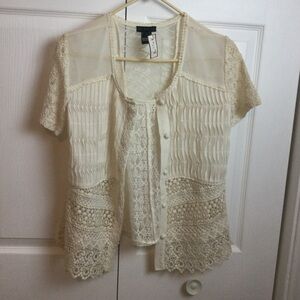 Elegant Cream Lace Women Top